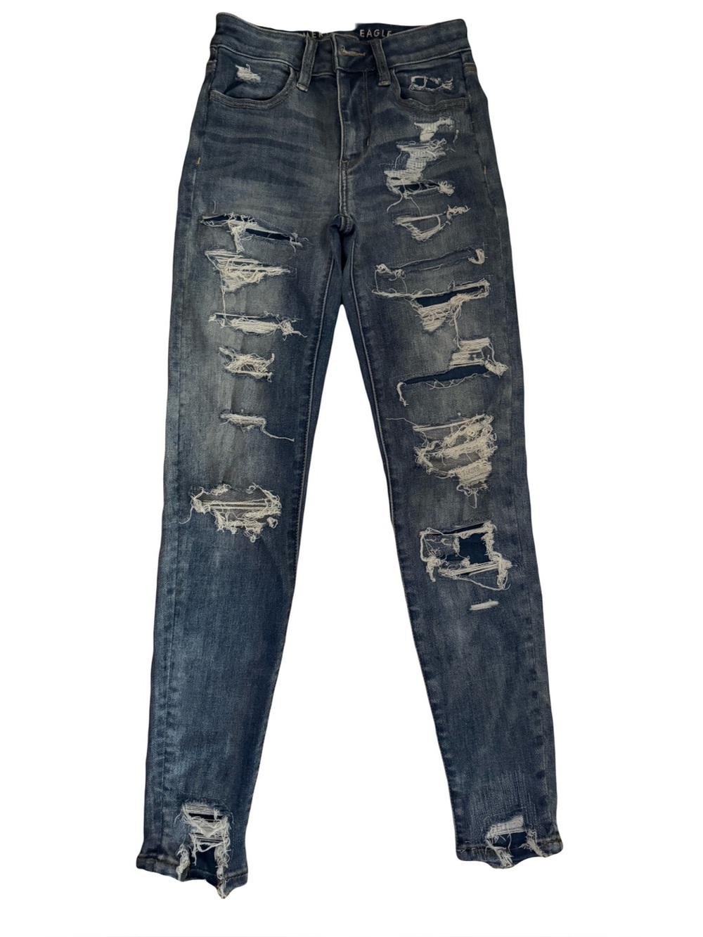 American Eagle Outfitters Distressed Dark Blue Skinny Jeans